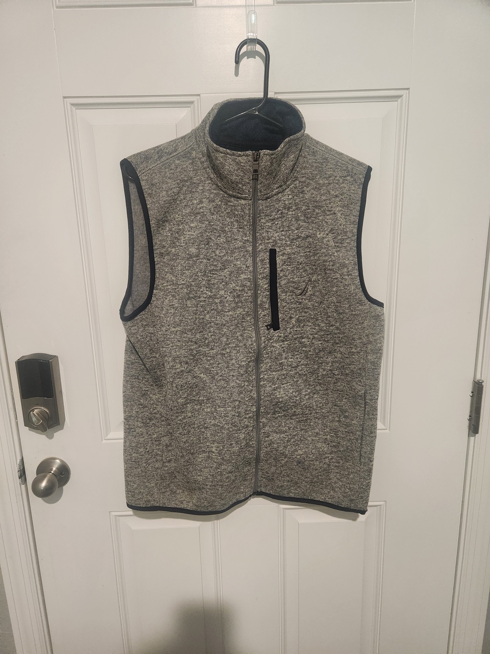 Nautica Men’s Gray Full-Zip Vest w/ Pockets, Stand-Up Collar, Size M